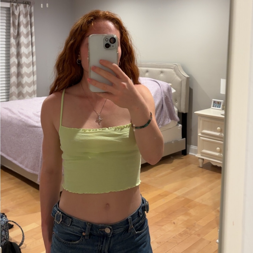 Lime Green Cropped Tank Top